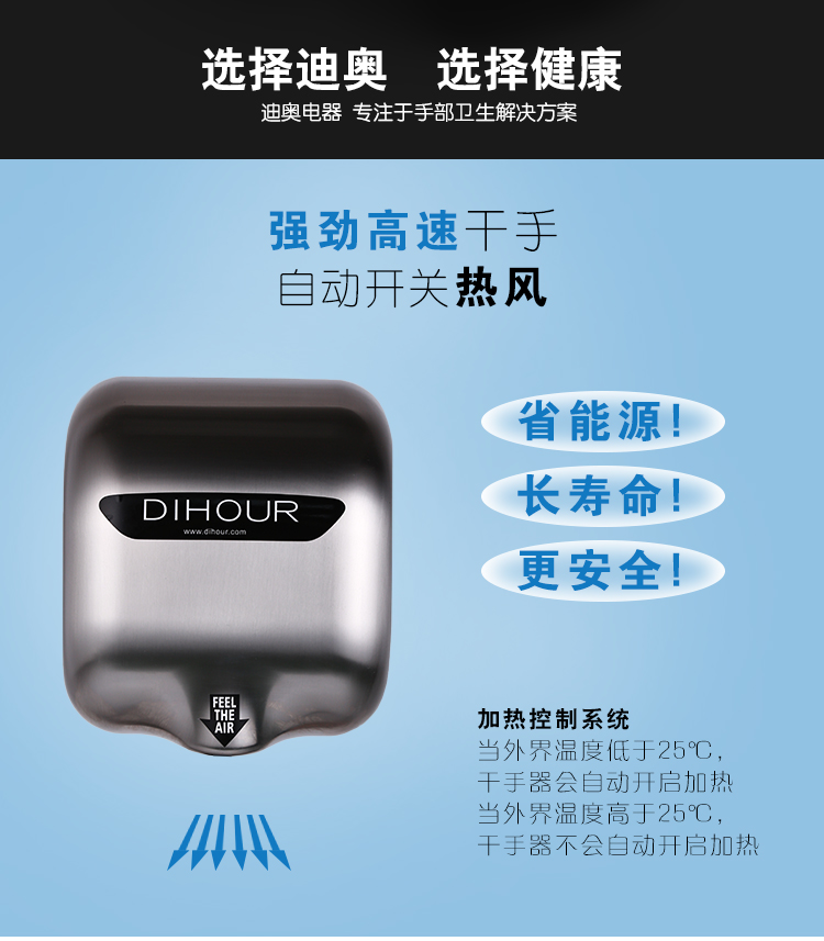 迪奧 DH2800 SUS304不銹鋼白色高速干手器